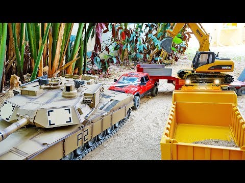 탱크, 포크레인 중장비 트럭 자동차 장난감 구출놀이 Tank Toy Rescue Excavator Truck