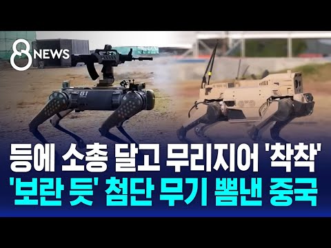 등에 소총 달고 무리지어 '착착'…'보란 듯' 첨단 무기 뽐낸 중국 / SBS 8뉴스